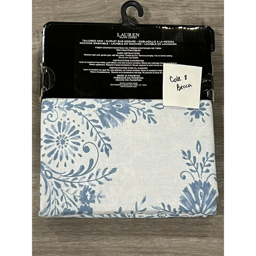 RALPH LAUREN Blue Medallion Flower SHOWER CURTAIN New